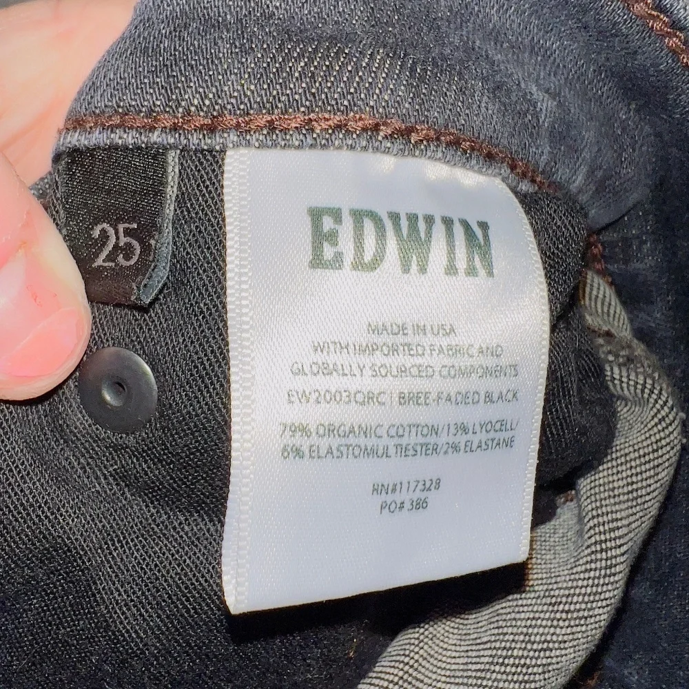 EDWIN Bree High Waist Raw Hem Crop Straight Leg Jeans In Ashland size 25 - Picture 6 of 7